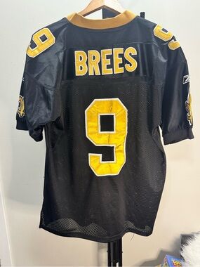 Drew Brees #9 New Orleans Saints NFL Football Black Jersey Men’s Reebok Sz 48